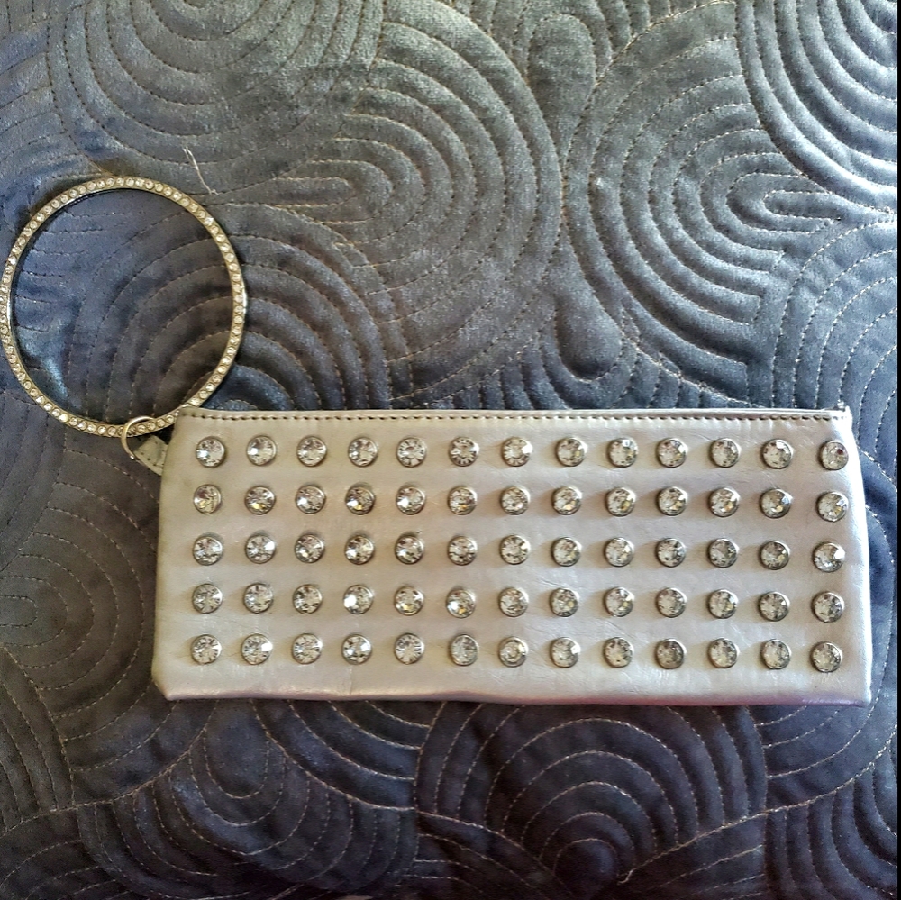 Silver Rhinestone Wristlet
